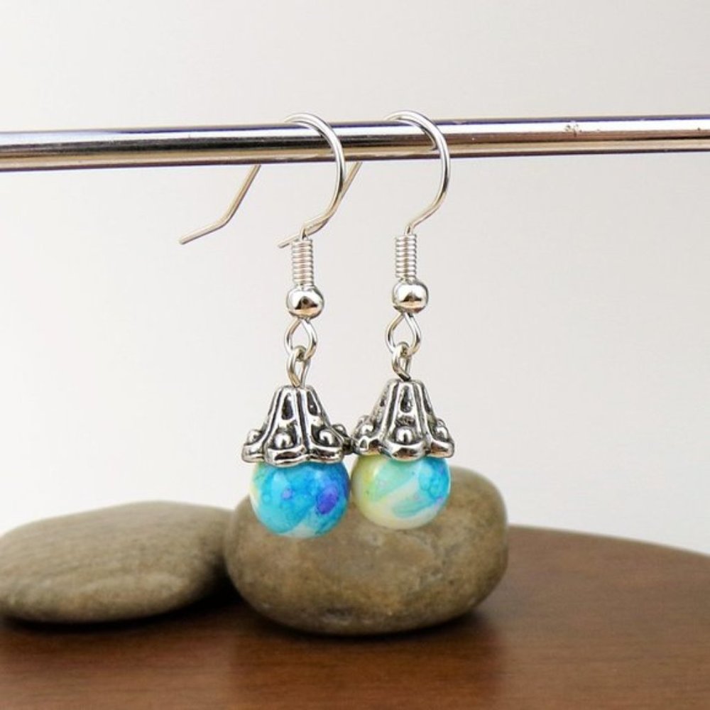 Blue Tie Dye Earrings